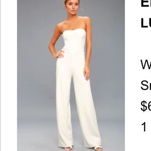 Lulus Edith white wide-leg strapless jumpsuit - S